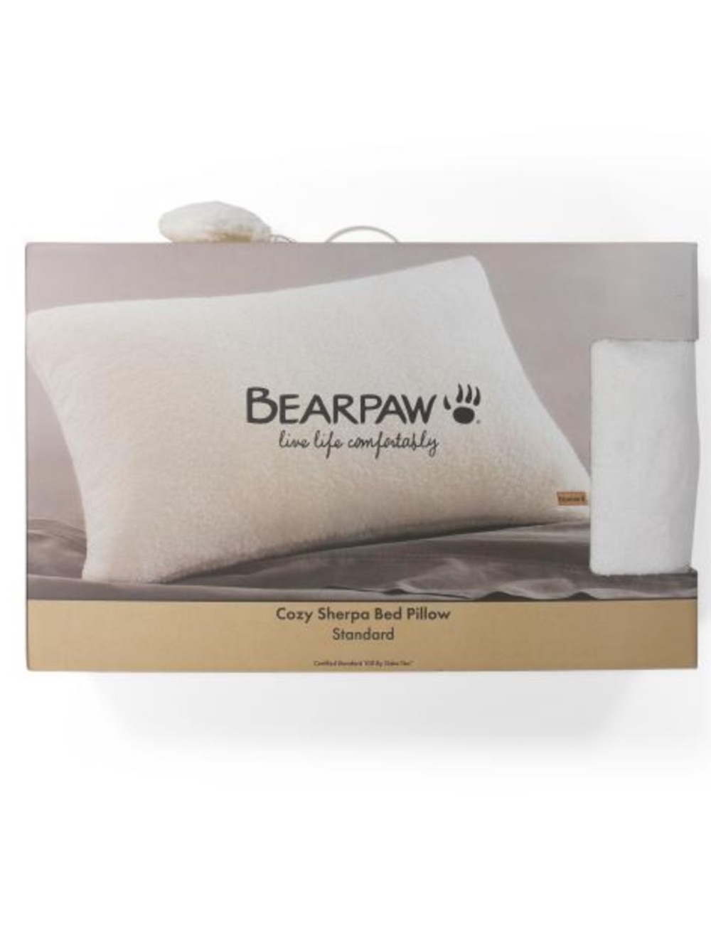 BearPaw Sherpa Bed Pillow - White Plush Support